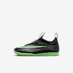 Nike Jr. Mercurial Vapor 17 Club Little Kids' Indoor/Court Low-Top Soccer Shoes - Black/Black/Illusion Green