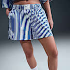 Nike Sportswear Chill Poplin ruimvallende gestreepte damesshorts met halfhoge taille