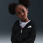 Μπλούζα με κουκούλα και φερμουάρ σε όλο το μήκος Nike Sportswear Club Fleece για μικρά παιδιά