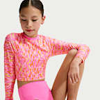 Conjunto de top cropped de manga larga y cintura alta para niña talla grande Nike Swim