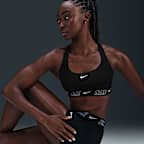 Playera bikini de espalda deportiva para mujer Nike Swim Fusion Logo Tape