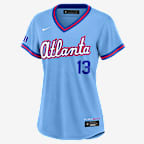 Jersey Nike de la MLB Stadium para mujer Ronald Acuña Jr. Atlanta Braves City Connect - Azul pólvora