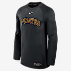 Sudadera de cuello redondo sin cierre Nike Dri-FIT de la MLB para hombre Pittsburgh Pirates Authentic Collection Game Time - Negro