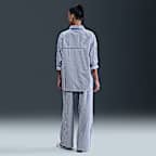 Nike Sportswear Chill Poplin ruimvallende gestreepte damesbroek met halfhoge taille