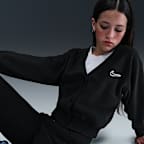 Cárdigan de manga larga de tejido Fleece para niña talla grande Nike Sportswear
