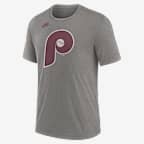 Philadelphia Phillies Cooperstown Logo Men's Nike MLB T-Shirt - Charcoal Heather