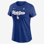 Los Angeles Dodgers 2025 World Series Participant Authentic Collection Women's Nike MLB T-Shirt - Rush Blue
