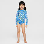 Traje de baño de una pieza de manga larga para niña talla pequeña Nike Swim