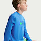 Playera de manga larga Dri-FIT UV para niño talla grande Nike Swim Hydroguard