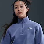 Nike Sportswear Club Fleece Big Kids' (Girls') 1/2-Zip Long-Sleeve Top