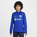 F.C. Barcelona Academy Pro Older Kids' Nike Dri-FIT Football Drill Top - Old Royal/Anthracite/Lime Blast