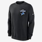 Sudadera de cuello redondo sin cierre Nike de la NFL para hombre Detroit Lions Draw Block Club - Negro