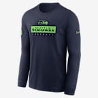 Seattle Seahawks Sideline Team Issue Men's Nike Dri-FIT NFL Long-Sleeve T-Shirt - Navy
