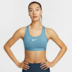สปอร์ตบราผู้หญิงเสริมฟองน้ำ Nike Swoosh Medium Support
