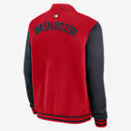 Washington Nationals Authentic Collection Dugout Chamarra bomber Nike de la MLB de cierre completo para hombre