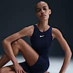 Traje de baño con piernas y cuello alto para mujer Nike Swim HydraStrong Solid