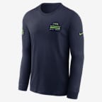 Seattle Seahawks Sideline Team Issue Men's Nike Dri-FIT NFL Long-Sleeve T-Shirt - Navy