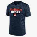 Playera universitaria Nike Dri-FIT para hombre Auburn Campus Center Stack Velocity - Azul marino