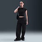 ナイキ スポーツウェア チル ニット ウィメンズ タイト ショートスリーブ クロップド モックネック トップ