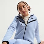 Nike Sportswear Tech Fleece Tam Boy Fermuarlı Kız Çocuk Kapüşonlu Üst