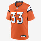 Jersey de fútbol americano Nike de la NFL Game para hombre Javonte Williams Denver Broncos - Naranja