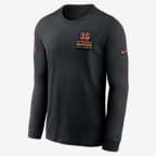 Cincinnati Bengals Sideline Team Issue Men's Nike Dri-FIT NFL Long-Sleeve T-Shirt - Black