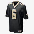 Jersey Nike de la NFL Game para hombre Tyler Shough New Orleans Saints - Negro