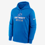 Detroit Lions Toss Sweep Men’s Nike Therma NFL Pullover Hoodie - Blue