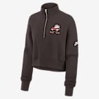 Sudadera de cuello redondo Nike de la NFL cropped de cierre de 1/4 para mujer Cleveland Browns Rewind Phoenix