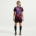 Nike United Academy Women's Dri-FIT Soccer Knit Shorts - Burgundy Crush/Multi-Color/Metallic Silver