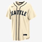 Jersey Nike de la MLB Replica para hombre Cal Raleigh Seattle Mariners - Crema