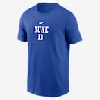 Playera universitaria Nike para hombre Duke 2-Hit Stacked - Royal