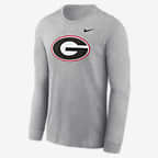 Georgia Bulldogs Primary Logo Men's Nike College Long-Sleeve T-Shirt - Dark Grey Heather