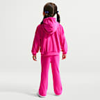 Dwuczęściowy welurowy zestaw z legginsami z rozszerzanymi nogawkami dla małych dzieci Nike