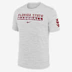 Florida State Seminoles Velocity Baseball Wordmark Stack Men's Nike Dri-FIT College T-Shirt - White