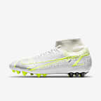 Nike Mercurial Superfly 8 Academy AG Artificial-Grass Soccer Cleats - White/Metallic Silver/Volt/Black