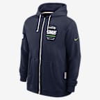 Seattle Seahawks Sideline Standard Issue Men's Nike Dri-FIT NFL Full-Zip Hoodie - Navy