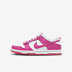Nike Dunk Low cipő nagyobb gyerekeknek - Fehér/Rózsaszín/Laser Fuchsia