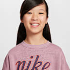 나이키 스포츠웨어 클럽 플리스 여아 박시 크루넥 스웻셔츠