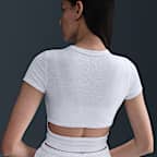 Playera de manga corta de tela de minicanalé ajustada cropped para mujer Nike Sportswear Chill Knit