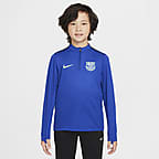 F.C. Barcelona Academy Pro Older Kids' Nike Dri-FIT Football Drill Top - Old Royal/Anthracite/Lime Blast