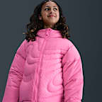 Chamarra acolchada holgada Nike Sportswear Therma-FIT para niños talla grande Swoosh