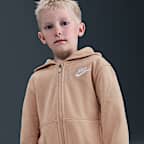 Conjunto de dos piezas de sudadera con gorro para niños talla pequeña Nike Full-Zip Club Set