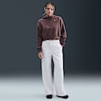 Sudadera con gorro Nike Sportswear oversized cropped Henley de tejido Fleece para mujer Phoenix