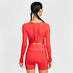 나이키 프로 여성 드라이 핏 크롭 긴팔 탑