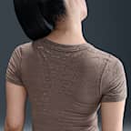 나이키 프로 여성 드라이 핏 반팔 크롭 자카드 탑