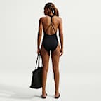 Traje de baño de una pieza con cuello en V para mujer Nike Swim Hydralock Luxe