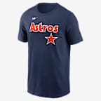 Playera Nike de la MLB para hombre Houston Astros Cooperstown Wordmark - Azul marino