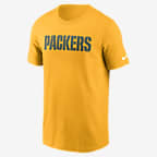 Playera Nike de la NFL para hombre Green Bay Packers Primetime Wordmark Essential - Oro