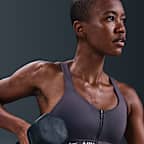 Bra deportivo con almohadillas y cierre frontal para mujer Nike Indy High Support